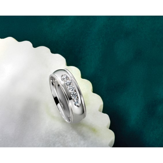 True Origin Lab Grown Diamond Polished Milgrain Bands