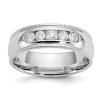 True Origin 14K White Gold Men's 0.50 Carat Lab Grown Diamond VS+ F+ Complete Miligrain Band view 1