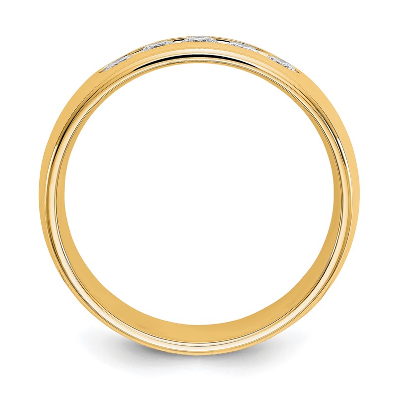 True Origin 14K Men's 1/2 carat Lab Grown Diamond VS  D E F Polished Five Stone Miligrain Size 12 Band