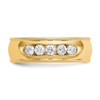 True Origin 14K Yellow Gold Men's 0.50 Carat Lab Grown Diamond VS+ F+ Complete Miligrain Band view 4