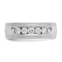 True Origin 14K White Gold 0.50 Carat Lab Grown Diamond VS+ F+ Complete Double Miligrain Band view 4