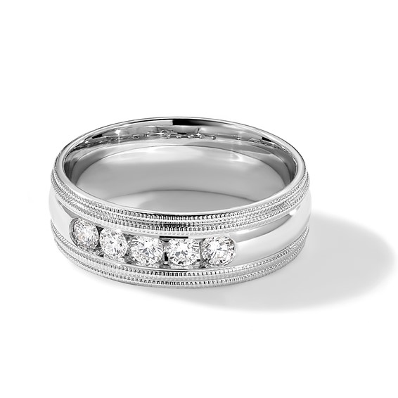 True Origin Lab Grown Diamond Polished Double Milgrain Bands