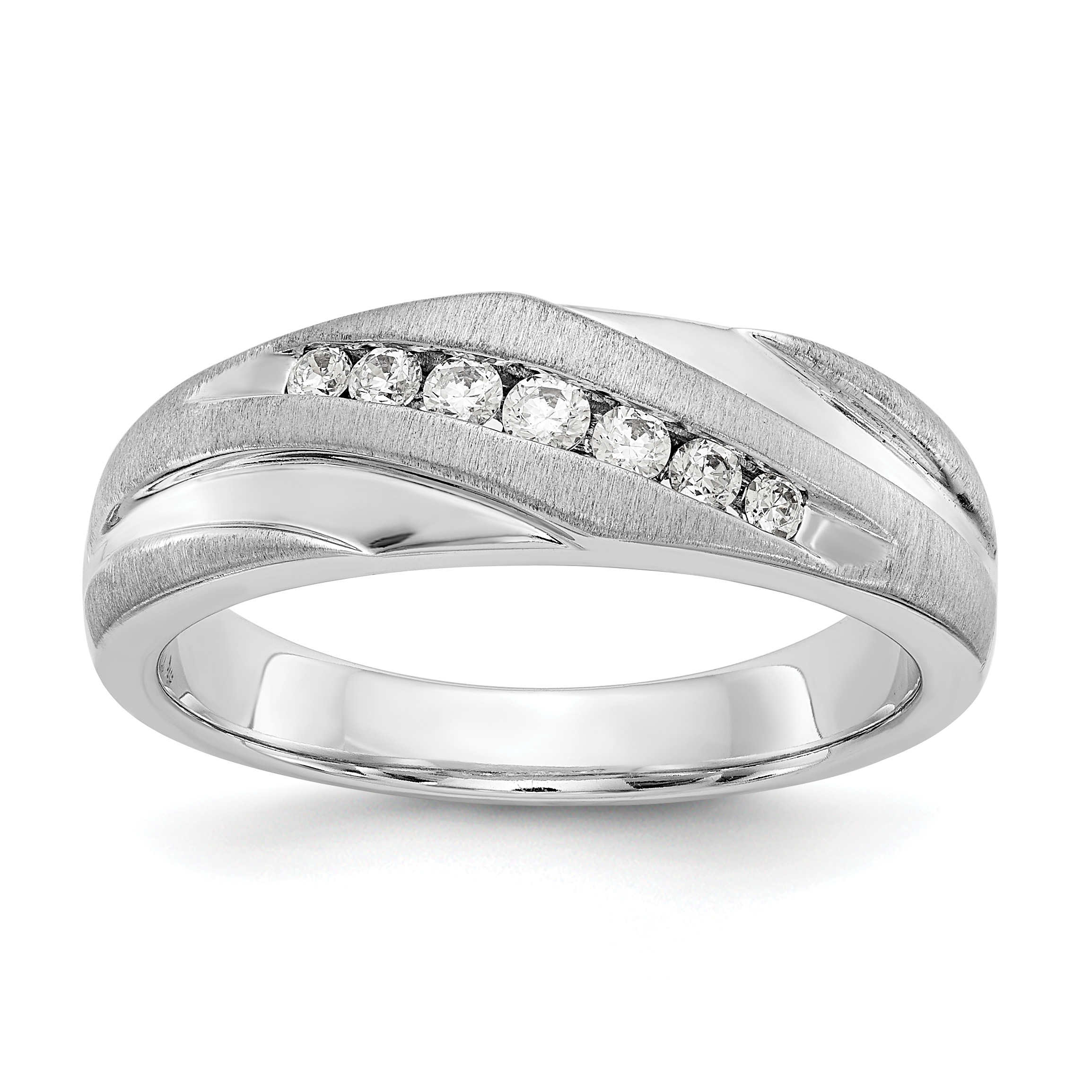 True Origin 14K White Gold Men's 1/4 carat Lab Grown Diamond VS  D E F  Brushed and Polished Band (RM3538-025-WLD)