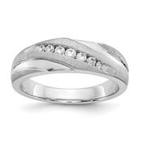True Origin 14K White Gold Men's 0.25 Carat Lab Grown Diamond VS+ F+ Complete Brushed and Polished Band view 1