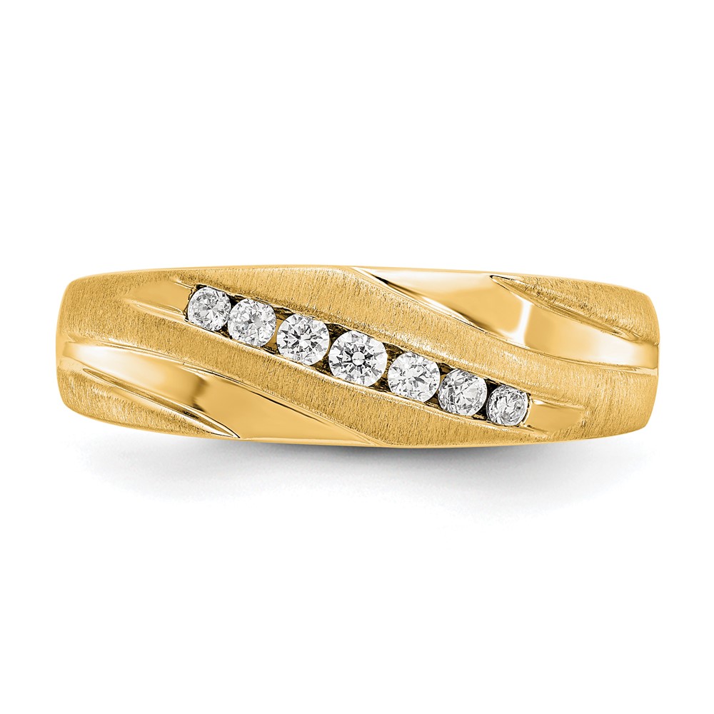 True Origin 14K Men's 1/4 carat Lab Grown Diamond VS  D E F  Brushed and Polished Band (RM3538-025-YLD)