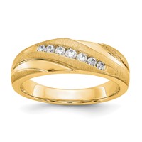 True Origin 14K Yellow Gold Men's 0.25 Carat Lab Grown Diamond VS+ F+ Complete Brushed and Polished Band view 1