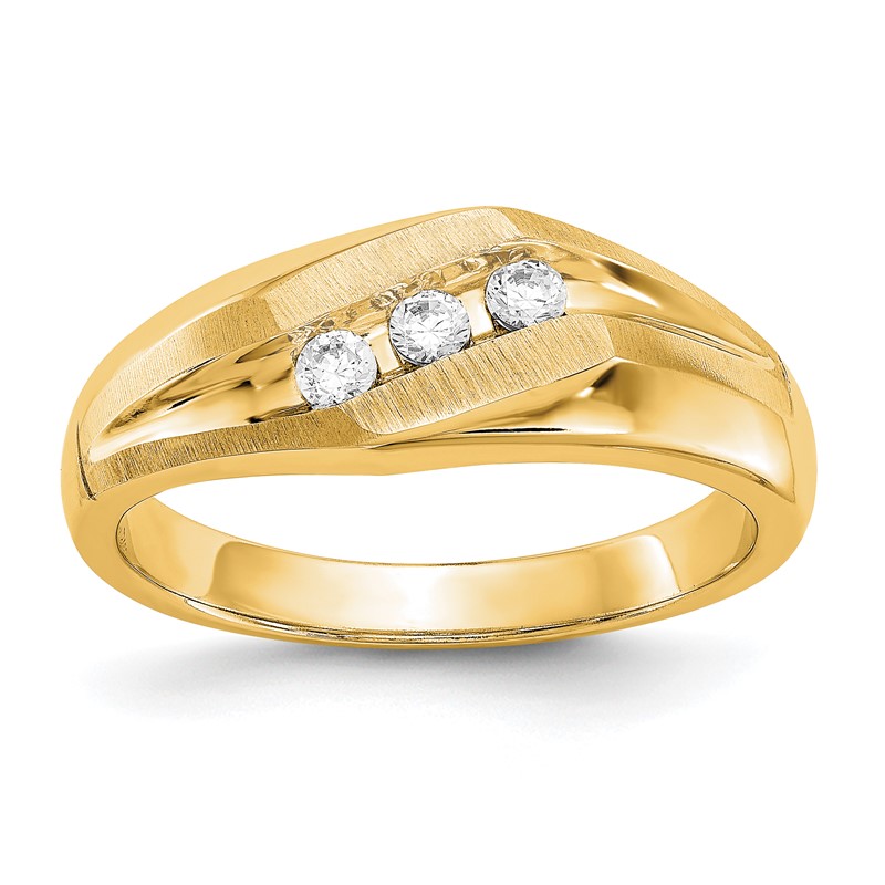 True Origin 14K Men's 1/5 carat Lab Grown Diamond VS  D E F  Brushed and Polished Band
