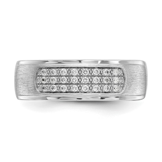 True Origin 14K White Gold Men's 1/4 carat Lab Grown Diamond VS/SI  D E F  Brushed and Polished Band