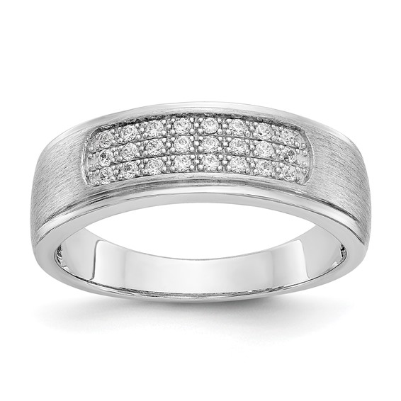 True Origin 14K White Gold Men's 1/4 carat Lab Grown Diamond VS/SI  D E F  Brushed and Polished Band