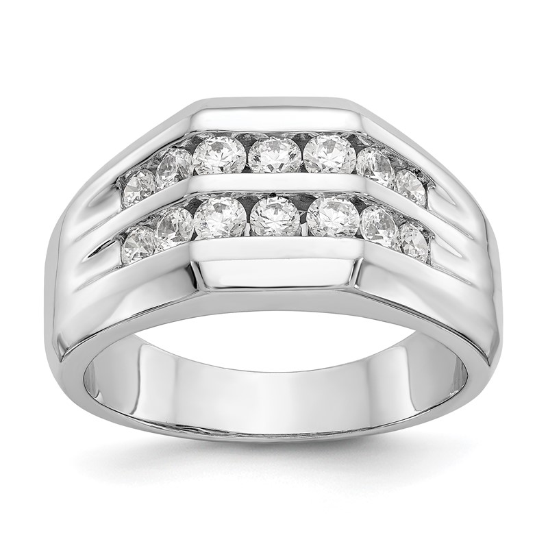 True Origin 14K White Gold Men's 1/2 carat Lab Grown Diamond VS  D E F Double Channel Heirloom Band