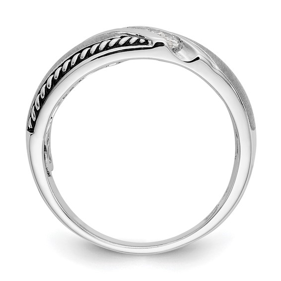 True Origin 14K White Gold Men's 1/8 carat Lab Grown Diamond VS/SI  D E F  Brushed Polished Antiqued Band
