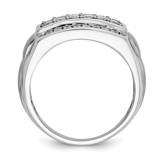 True Origin 14K White Gold Men's 7/8 carat Lab Grown Diamond VS/SI  D E F  Brushed and Polished Band