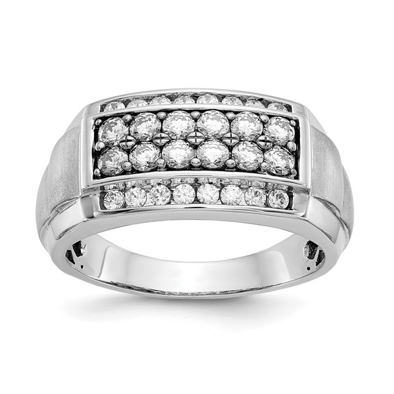 True Origin 14K White Gold Men's 7/8 carat Lab Grown Diamond VS/SI  D E F  Brushed and Polished Band