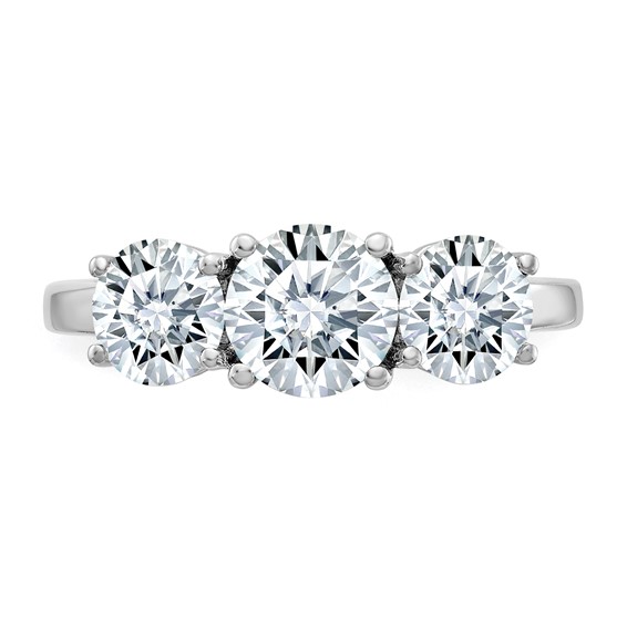 3 Stone Round Moissanite Engagement Rings