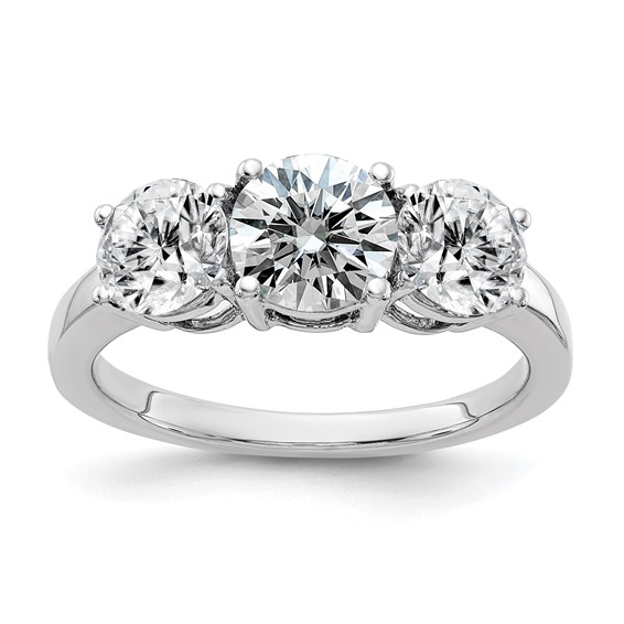3 Stone Round Moissanite Engagement Rings