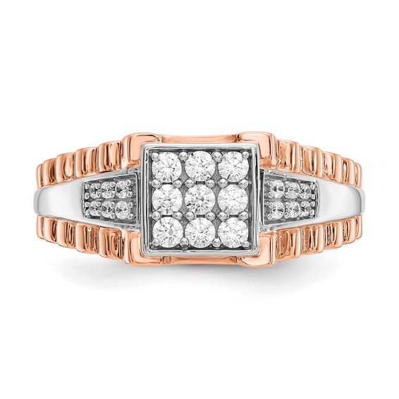 True Origin 14K Two-tone Men's 1/2 carat Lab Grown Diamond VS/SI  D E F  Brushed and Polished Band