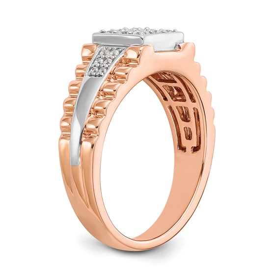 True Origin 14K Two-tone Men's 1/2 carat Lab Grown Diamond VS/SI  D E F  Brushed and Polished Band