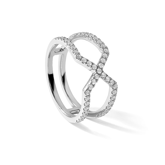 True Origin 14K White Gold 1/2 carat Lab Grown Diamond VS+ F+ Complete Geometric Ring