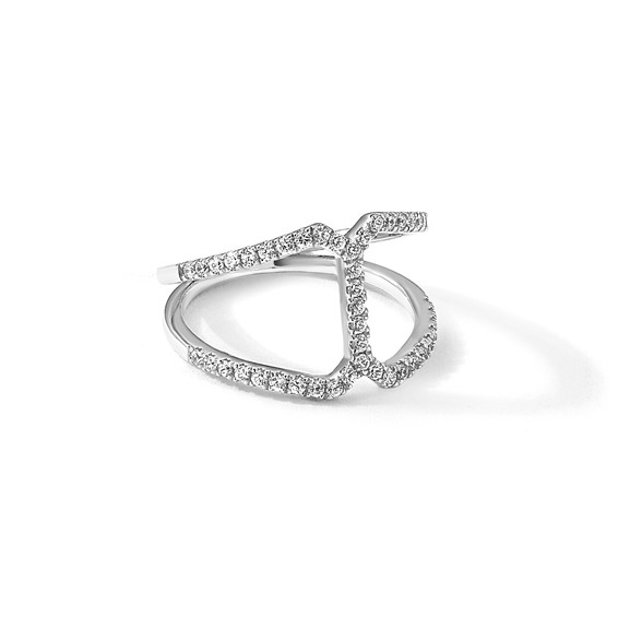 True Origin 14K White Gold 1/2 carat Lab Grown Diamond VS+ F+ Complete Geometric Ring