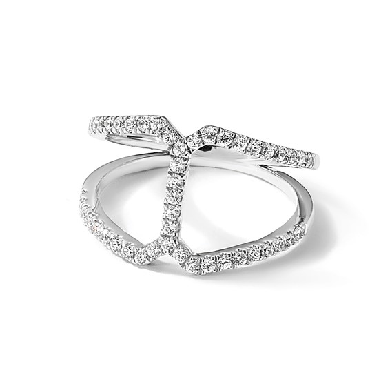 True Origin 14K White Gold 1/2 carat Lab Grown Diamond VS+ F+ Complete Geometric Ring