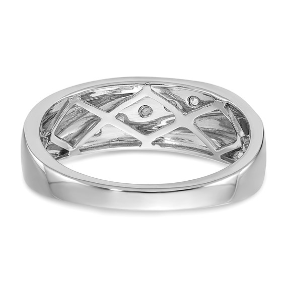 14k White Gold 5-Stone Polished and Satin 3/8 carat Diamond Complete Men's Ring