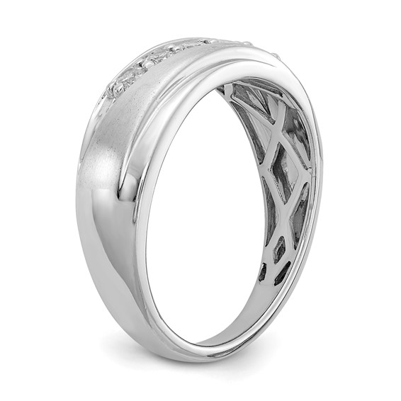 14k White Gold 5-Stone Polished and Satin 3/8 carat Diamond Complete Men's Ring