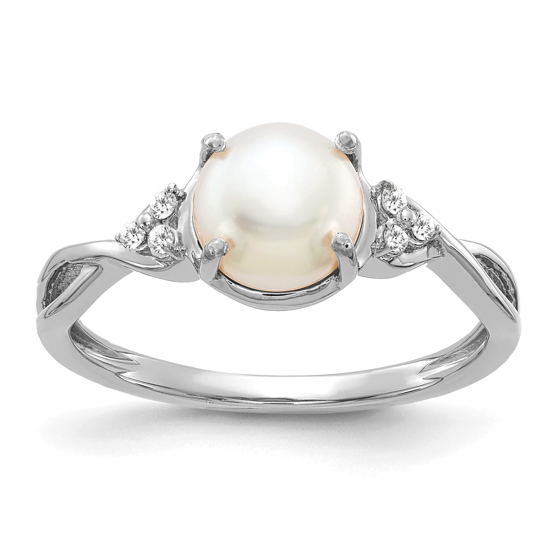14K White Gold FWC Pearl and Diamond Ring (RM3625-PL-006-WA)
