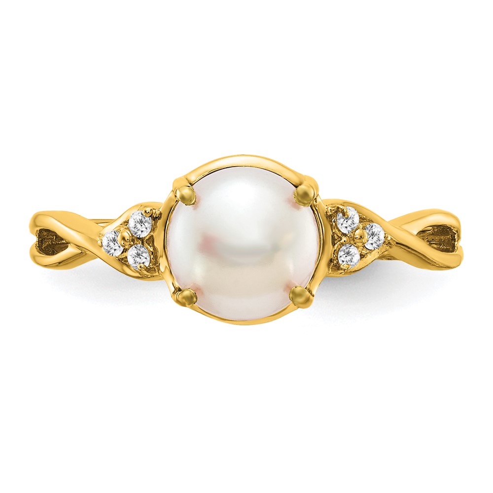 14k FWC Pearl and Diamond Ring (RM3625-PL-006-YA)