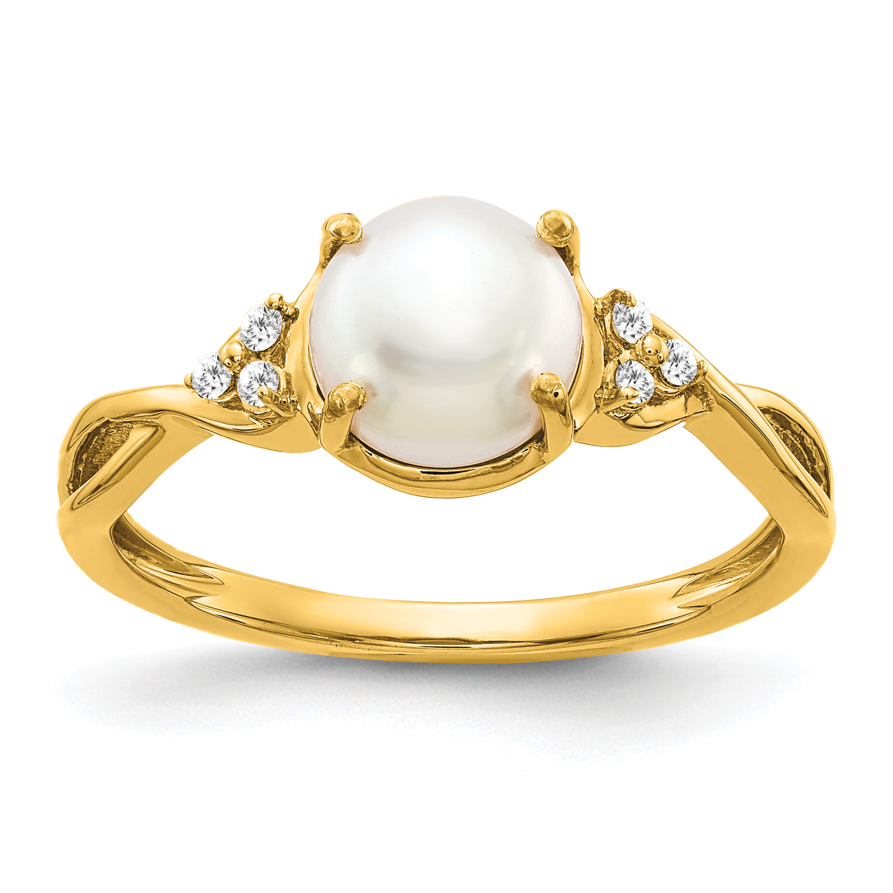 14k FWC Pearl and Diamond Ring (RM3625-PL-006-YA)