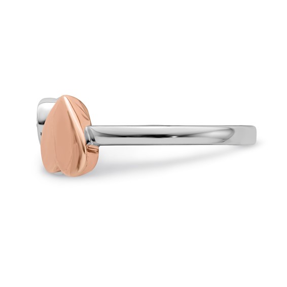 Sterling Silver w/Rose Plate CZ Heart Ring