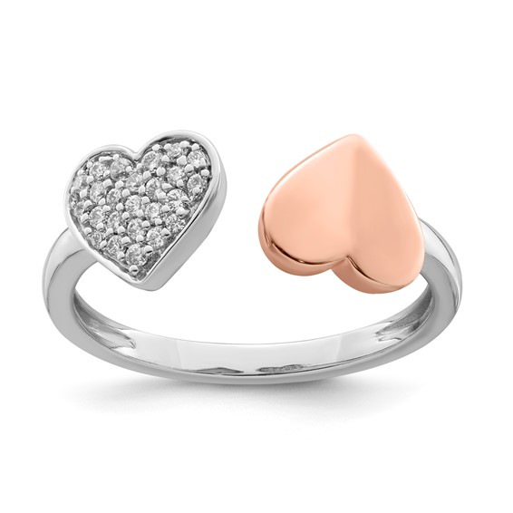Sterling Silver w/Rose Plate CZ Heart Ring