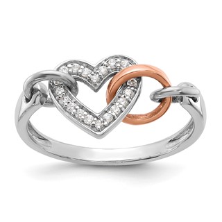 Sterling Silver w/Rose Plate CZ Heart Ring