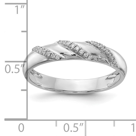 14K White Gold AA Quality 1/8 carat Diamond Trio Complete Men's Wedding Band