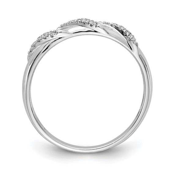 14K White Gold AA Quality 1/15 carat Diamond Trio Ladies Complete Wedding Band
