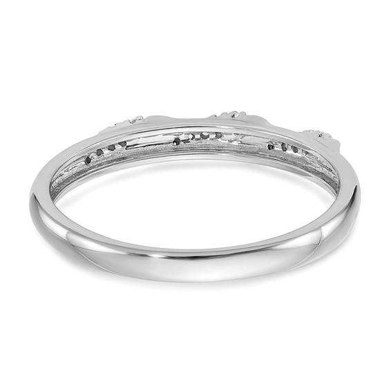 14K White Gold AA Quality 1/15 carat Diamond Trio Ladies Complete Wedding Band