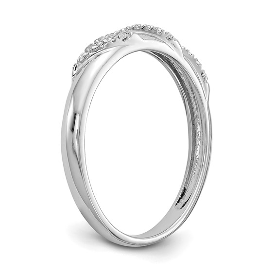 14K White Gold AA Quality 1/15 carat Diamond Trio Ladies Complete Wedding Band