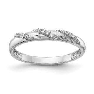 14K White Gold AA Quality 1/15 carat Diamond Trio Ladies Complete Wedding Band