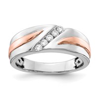IBGoodman 14K Two-tone Rose and White Gold 0.20 Carat Lab Grown Diamond VS SI+ G+ Five Stone Complete Men's Ring view 1