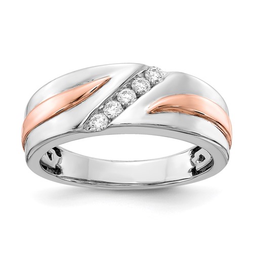 IBGoodman 14K Two-tone Rose and White Gold 0.20 Carat Lab Grown Diamond VS SI+ G+ Five Stone Complete Men's Ring