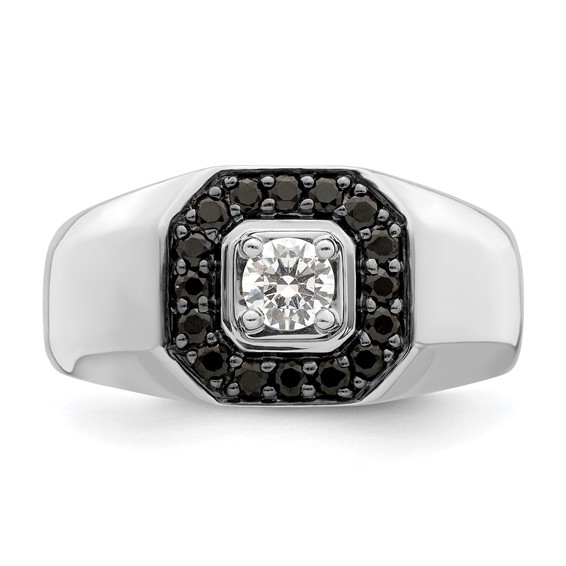 Sterling Silver Black & White CZ Men's Ring