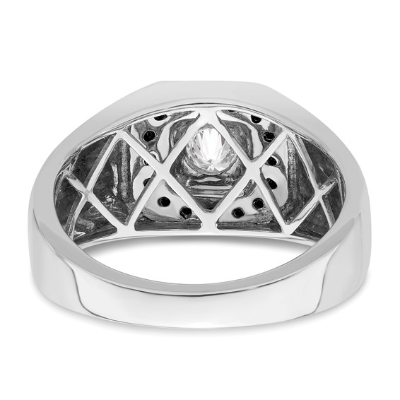 Sterling Silver Black & White CZ Men's Ring
