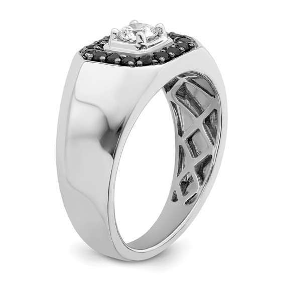 Sterling Silver Black & White CZ Men's Ring