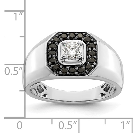 Sterling Silver Black & White CZ Men's Ring