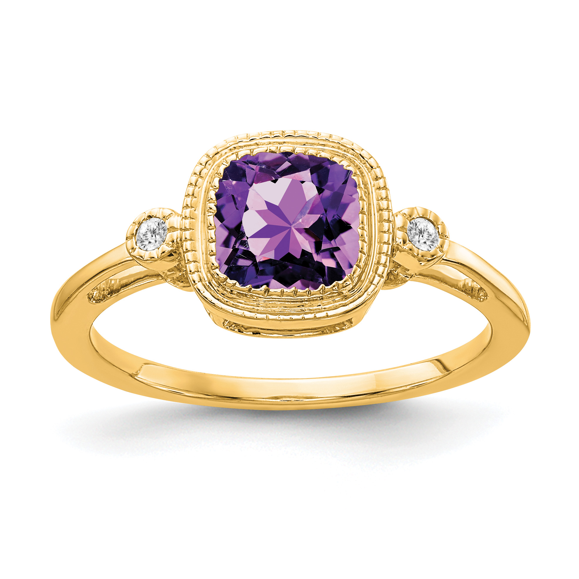 14k Cushion Amethyst and Diamond Ring (RM3665-AM-003-YA)