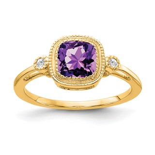 Cushion Gemstone and Diamond Rings