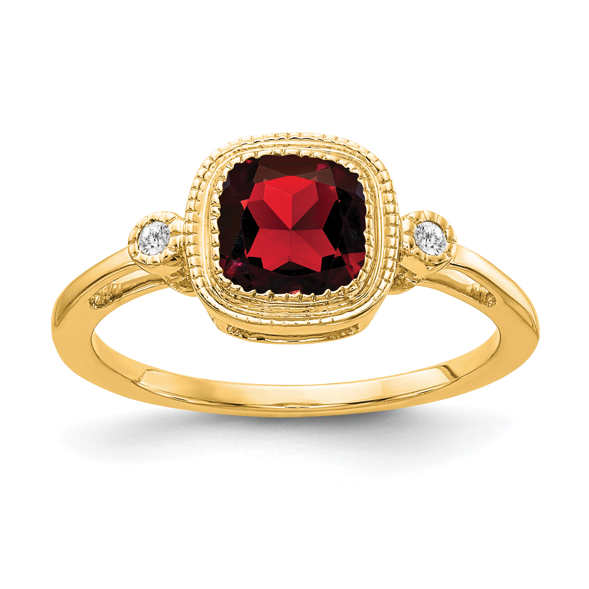 14k Cushion Garnet and Diamond Ring (RM3665-GA-003-YA)