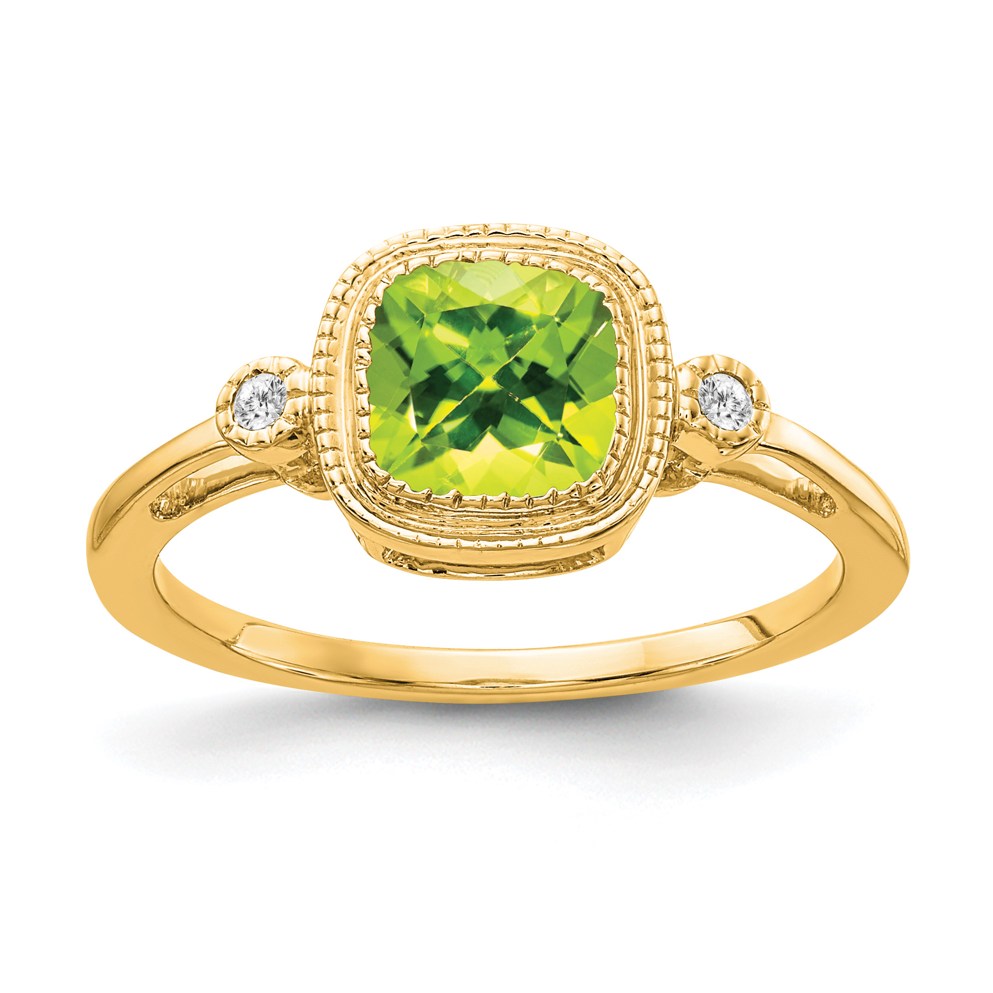 14k Cushion Peridot and Diamond Ring (RM3665-PE-003-YA)