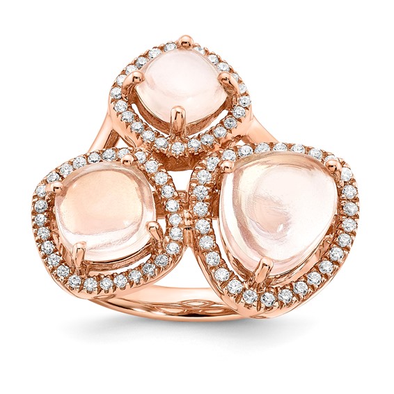Sterling Silver w/Rose PlateSterling Silver Rose Quartz & CZ Geometric Ring