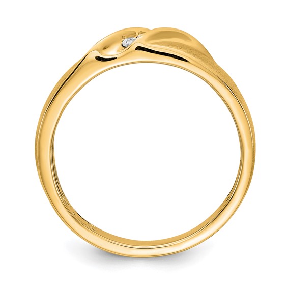 14k Yellow Gold Satin Diamond Men's Ring