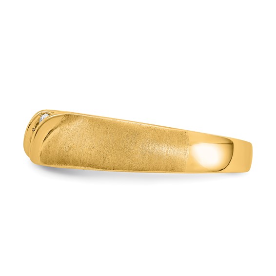 14k Yellow Gold Satin Diamond Men's Ring